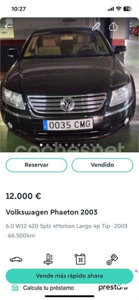 VOLKSWAGEN Phaeton 6.0 W12 4 asientos 4Motion Tiptronic