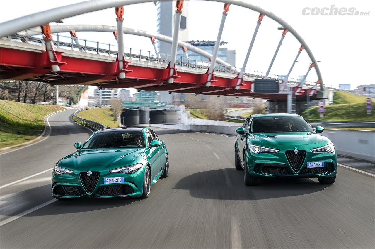 Los Alfa Romeo Giulia y Stelvio QV 2020 apenas se distinguen exteriormente salvo si, como es el caso, van pintados en este exclusivo color verde Montreal.