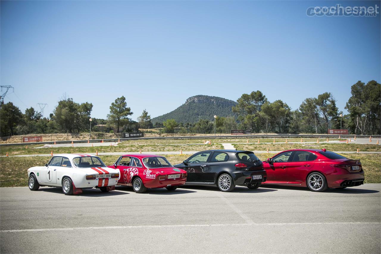 Alfa Romeo Giulia Quadrifoglio vs Alfa Romeo 147 GTA vs Alfa Romeo Giulia GTAm vs Alfa Romeo Giulia GTV 2000.