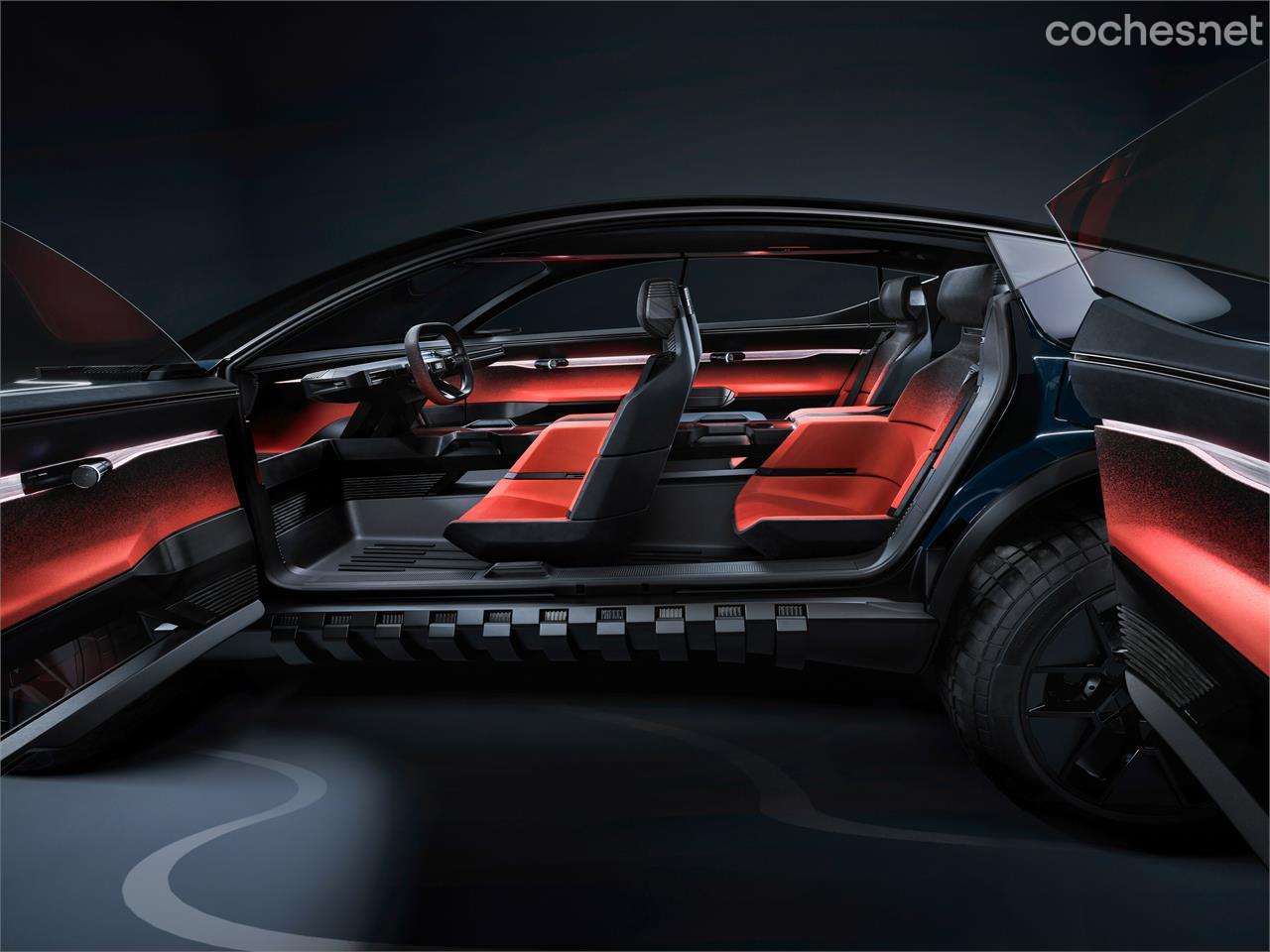 Puertas de aoertura suicida, ausencia de pilar B, asientos individuales, diseño simplificado, volante retráctil... El Audi activesphere concept ofrece todo lo que se espera de un "showcar" actual.