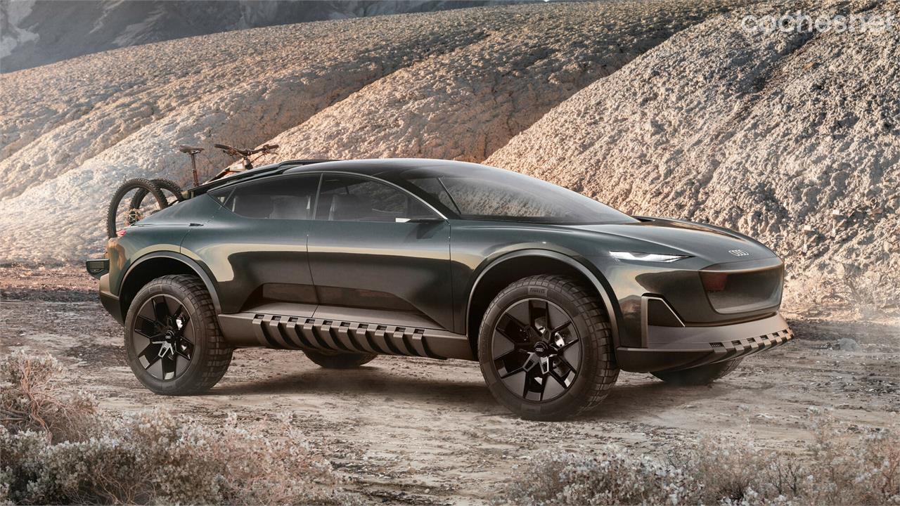 El Audi activesphere concept propone una curiosa mezcla de cualidades entre automóvil deportivo, todoterreno y pickup. Como motores eléctricos, por supuesto.