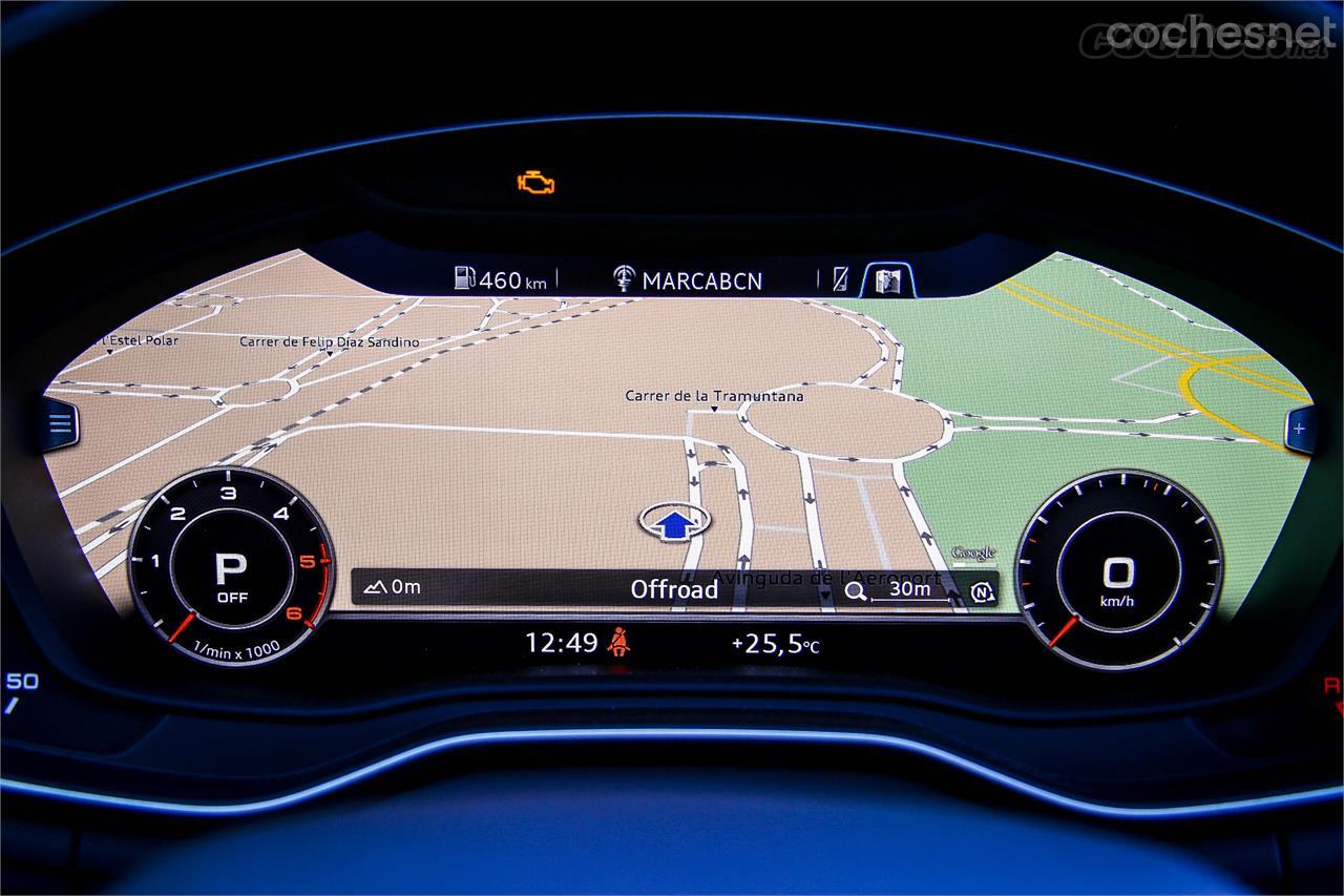 El Audi Virtual Cockpit es una opción muy recomendable, ya que permite tener en primer plano todo tipo de gráficos, y configurar su visión en varios modos. 