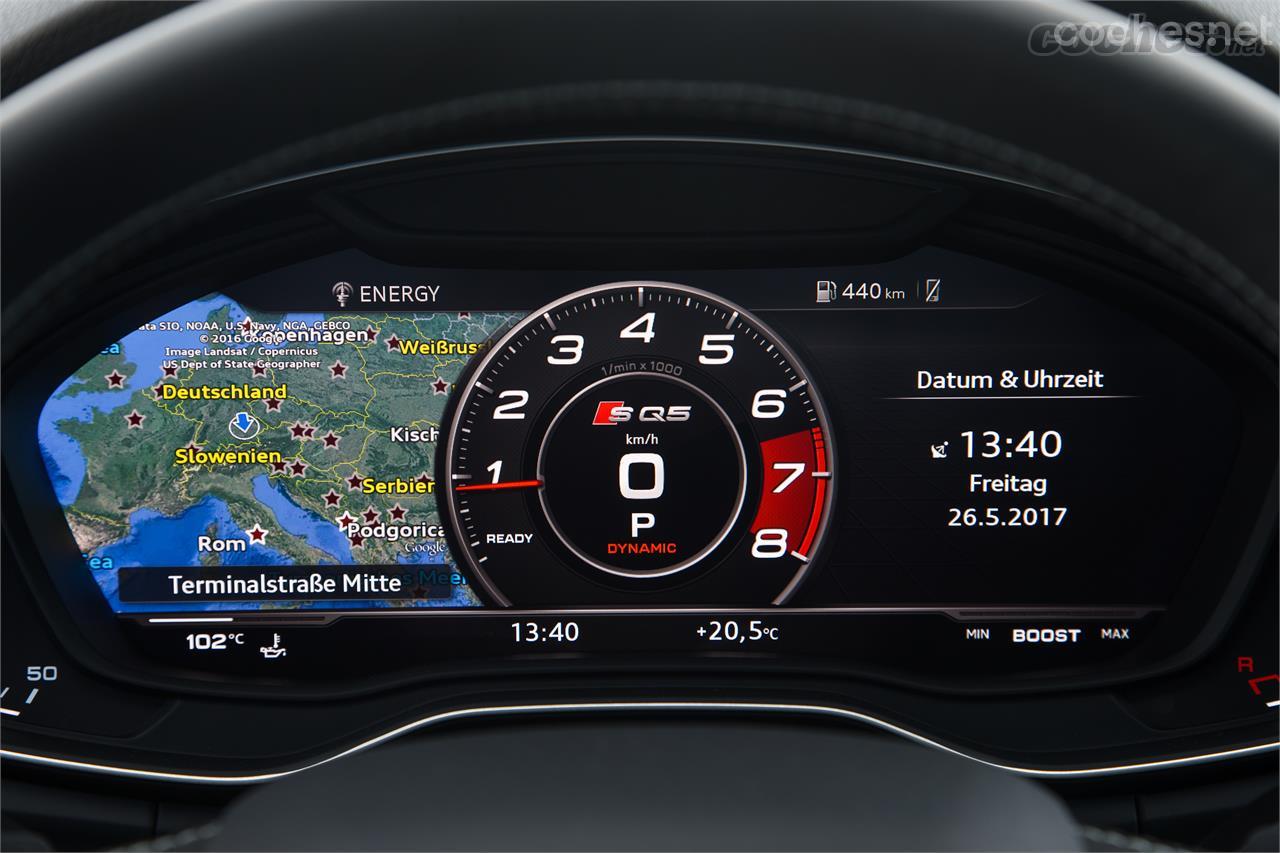 El Audi Digital Cockpit permite configurar la pantalla de la instrumentación a gusto del usuario.