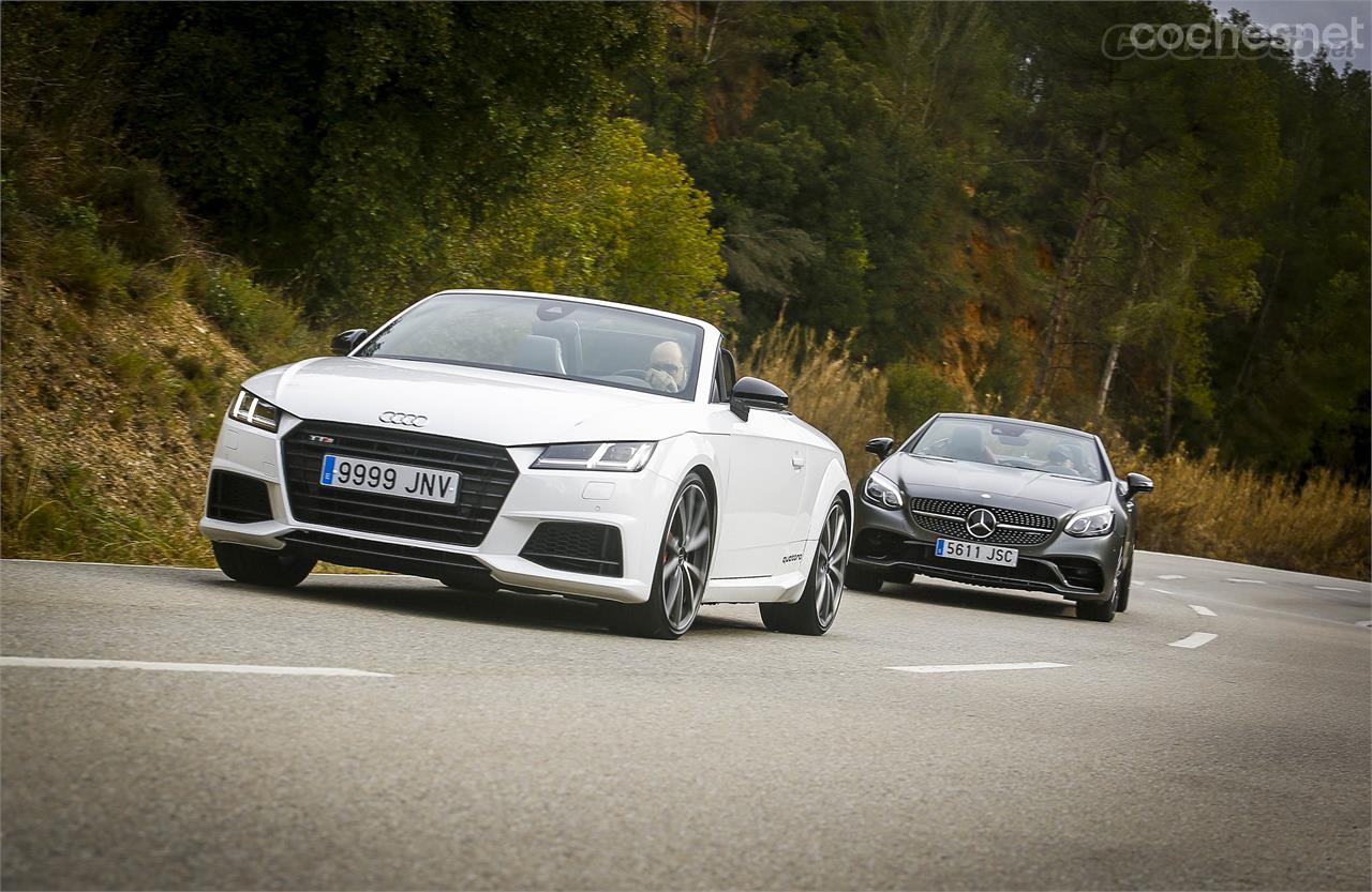 Dos coches de capricho muy similares sobre el papel pero con dos personalidades opuestas; más radical el TT, más tranquilo el SLC.