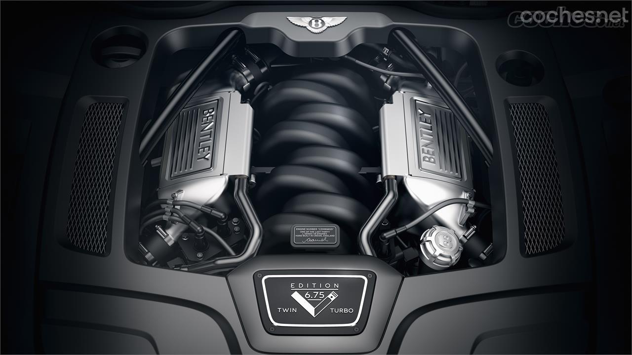 El motor V8 de 6.75 litros y doble turbo es una pieza única e irrepetible. Bentley ha evolucionado este propulsor desde 1959,