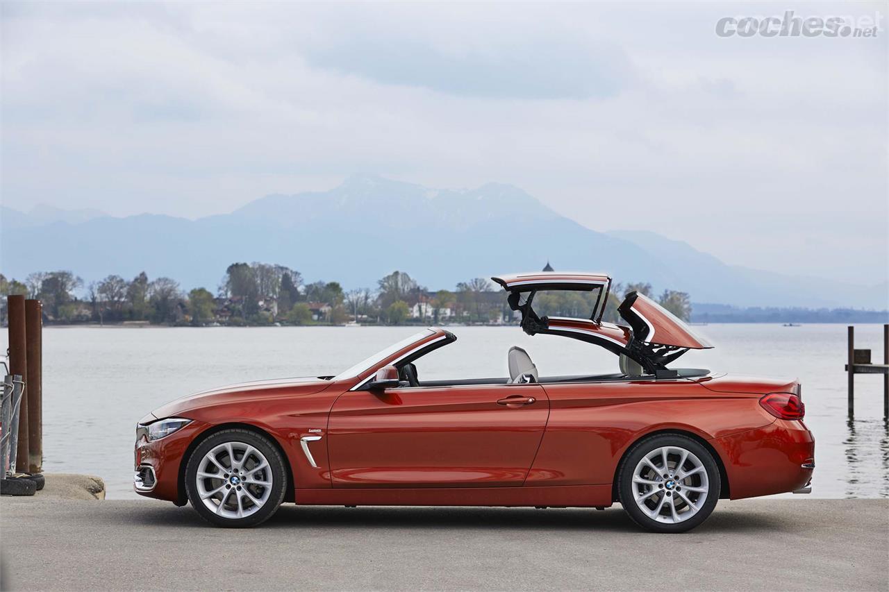 Con el Serie 4 Cabrio BMW sigue apostando por el techo duro plegable, mientras que el Audi A5 y Mercedes-Benz Clase C equipan una capota de lona plegable.