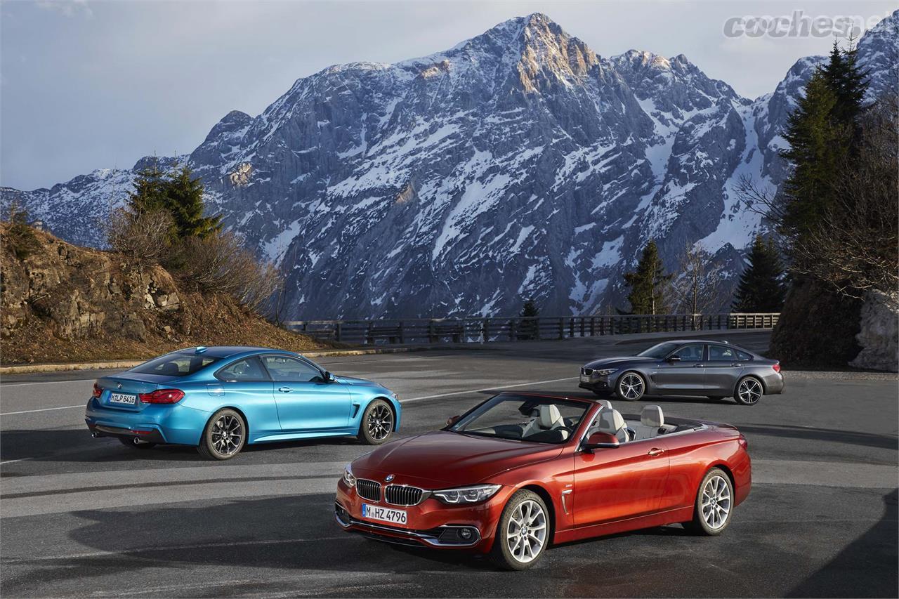 La Serie 4 de BMW recibe una puesta al día que se limita a ligeros retoques en parachoques, interior de los faros así como inserciones del habitáculo.