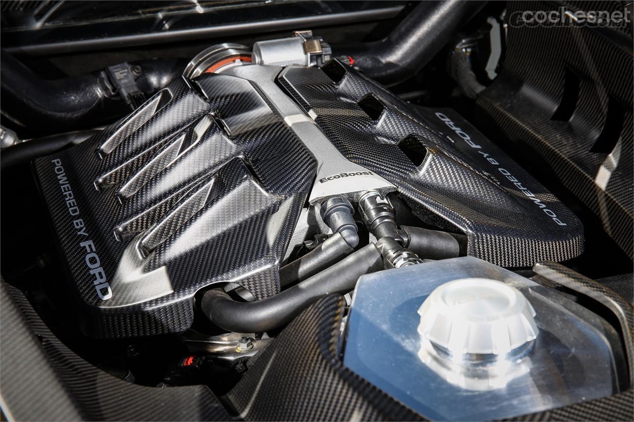 Este Ecoboost de 3,5 litros biturbo ofrece 647 CV y 550 Nm. Viene directamente de las carreras de la IMSA americana.