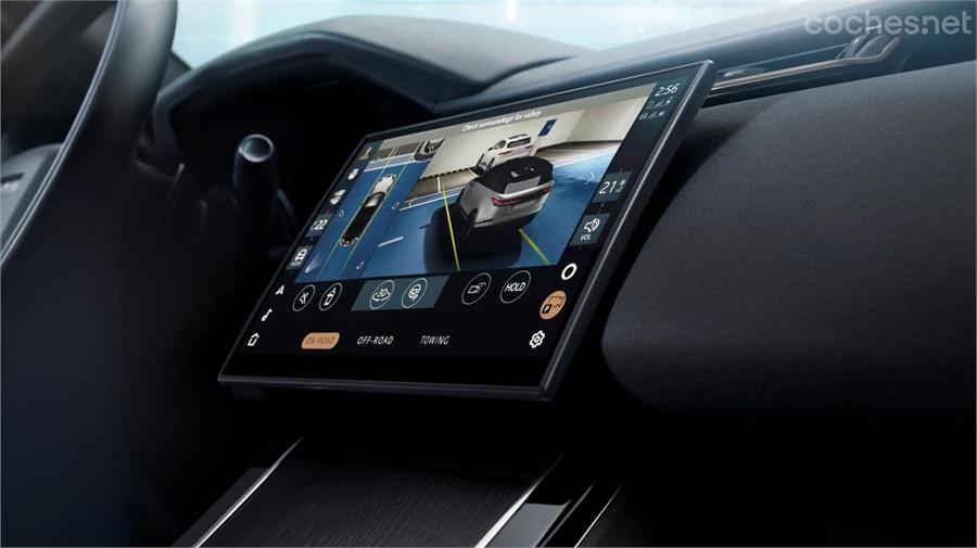 La pantalla táctil ligeramente curva incorpora la última tecnología del sistema Pivi Pro de Range Rover, con Alexa integrado.