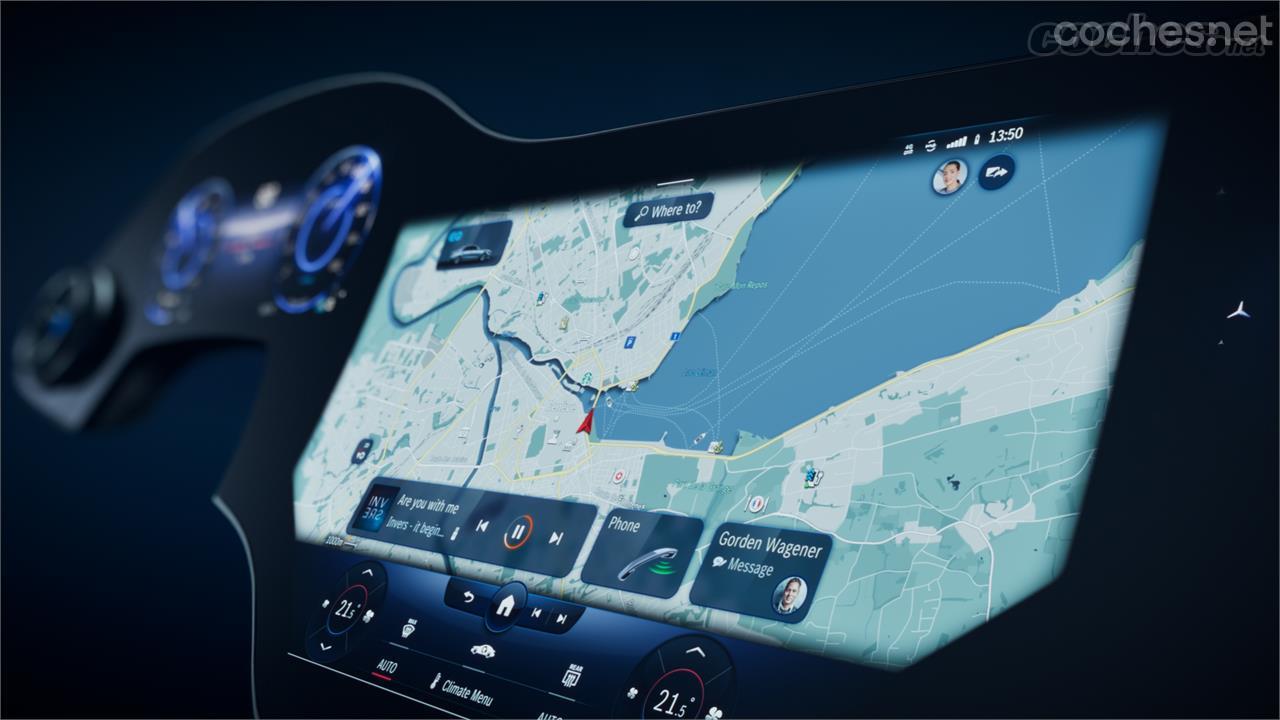 El nuevo sistema multimedia del futuro Mercedes EQS incorporará una pantalla de 56 pulgadas de diagonal.