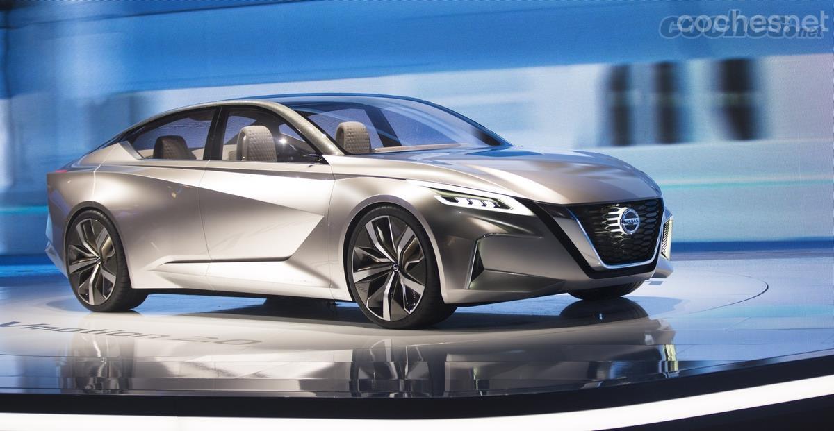 Nissan ha desvelado en Detroit el concept car Vmotion 2.0, que anticipa la línea de estilo de las futuras berlinas de la marca japonesa.