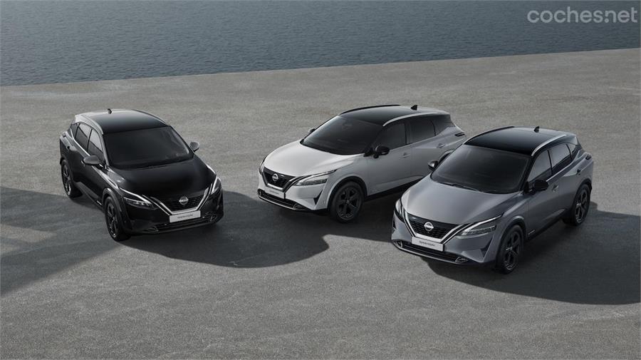 El Nissan Qashqai e-Power Black Edition se distingue por sus llantas y techo en color negro combinado con una carrocería en negro, gris o blanco. 