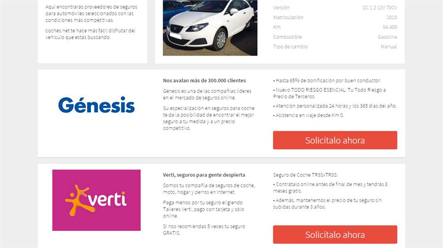 Nuevo servicio de búsqueda de seguros en coches.net