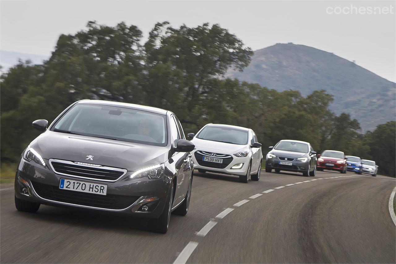 En nuestra clasificación final, el Peugeot 308 lidera el grupo con el resto no exactamente en el orden de la imagen.