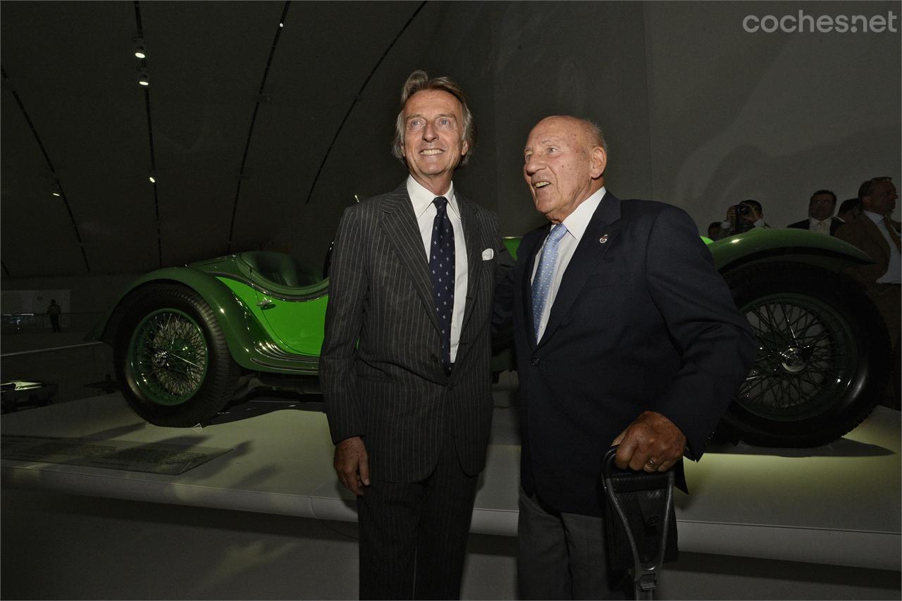 Montezemolo (a la izquierda) y Sir Stirling Moss presidieron la inauguración de la muestra.