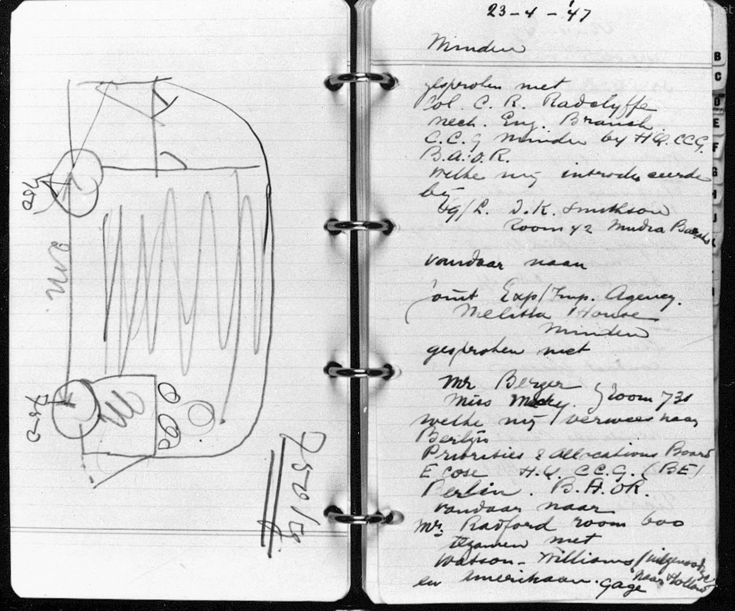 El importador holandés de Volkswagen, Ben Pon, dibujó en su libreta el 23 de abril de 1947 este boceto de cómo imaginaba un derivado comercial creado sobre el Plattenwagen.