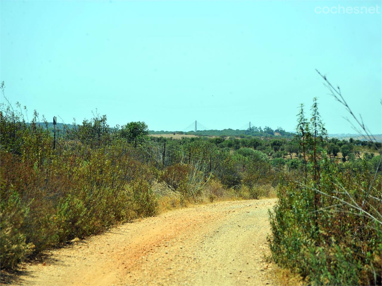 Tras salir de Villablanca en dirección a Ayamonte, pronto veremos en la lejanía el Puente Internacional sobre el Guadiana.