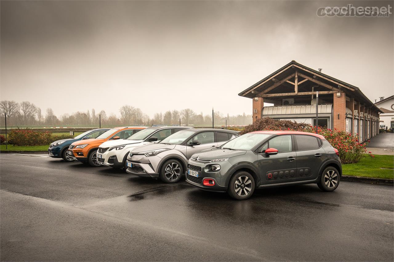 Los cinco protagonistas en Vairano. No será fácil tomar una decisión entre cinco coches muy brillantes y con muchas cualidades.