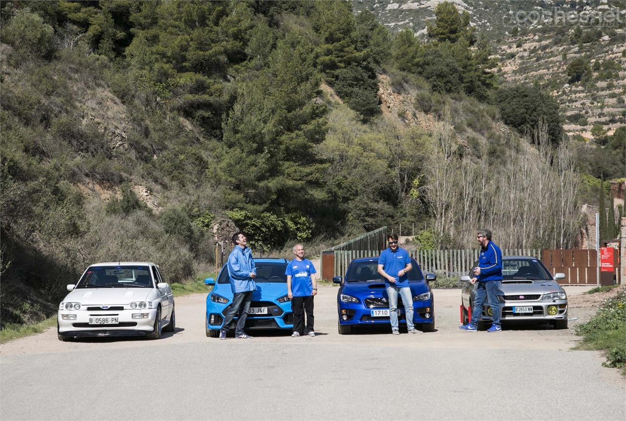 Gracias al Club Ford Cosworth y al Club Subaru España logramos juntar a estas cuatro maravillas. Los modelos actuales y sus antepasados con 25 años de diferencia. (Fotos: Maria Pujol)