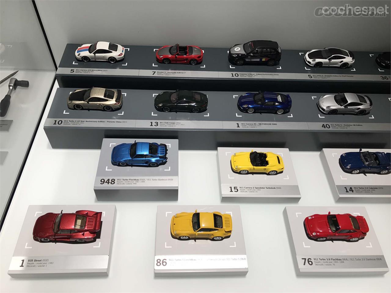 Estas miniaturas a escala 1:43 permiten hacer un repaso rápido a las principales creaciones del programa Sonderwunsch que luego se transformó en Porsche Exclusive.