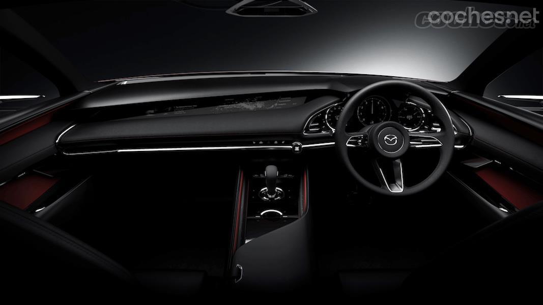 El interior del Mazda Kai Concept es simple, de líneas sencillas, minimalistas, acordes con la imagen exterior del coche. 