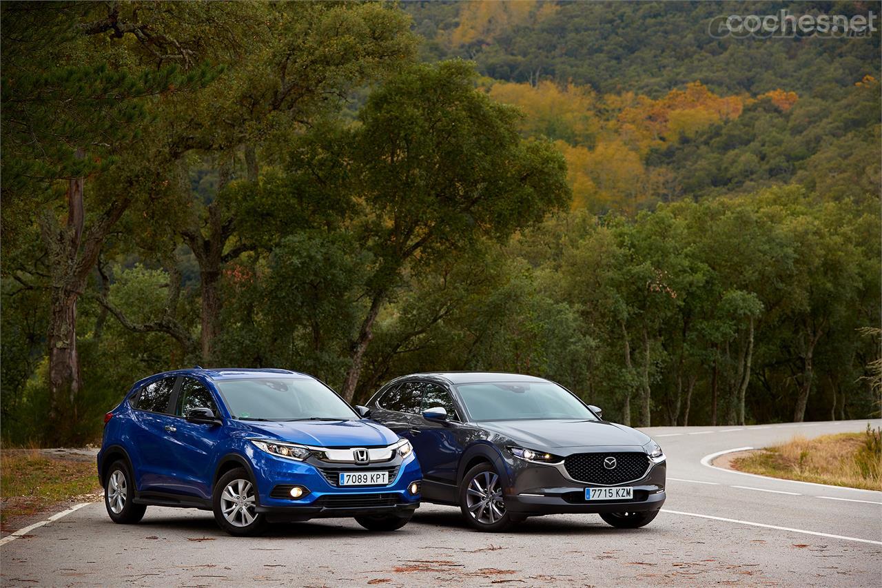 El Mazda CX-30 y el Honda HR-V se agrupan en el mismo segmento de mercado, pero son coches muy distintos. 