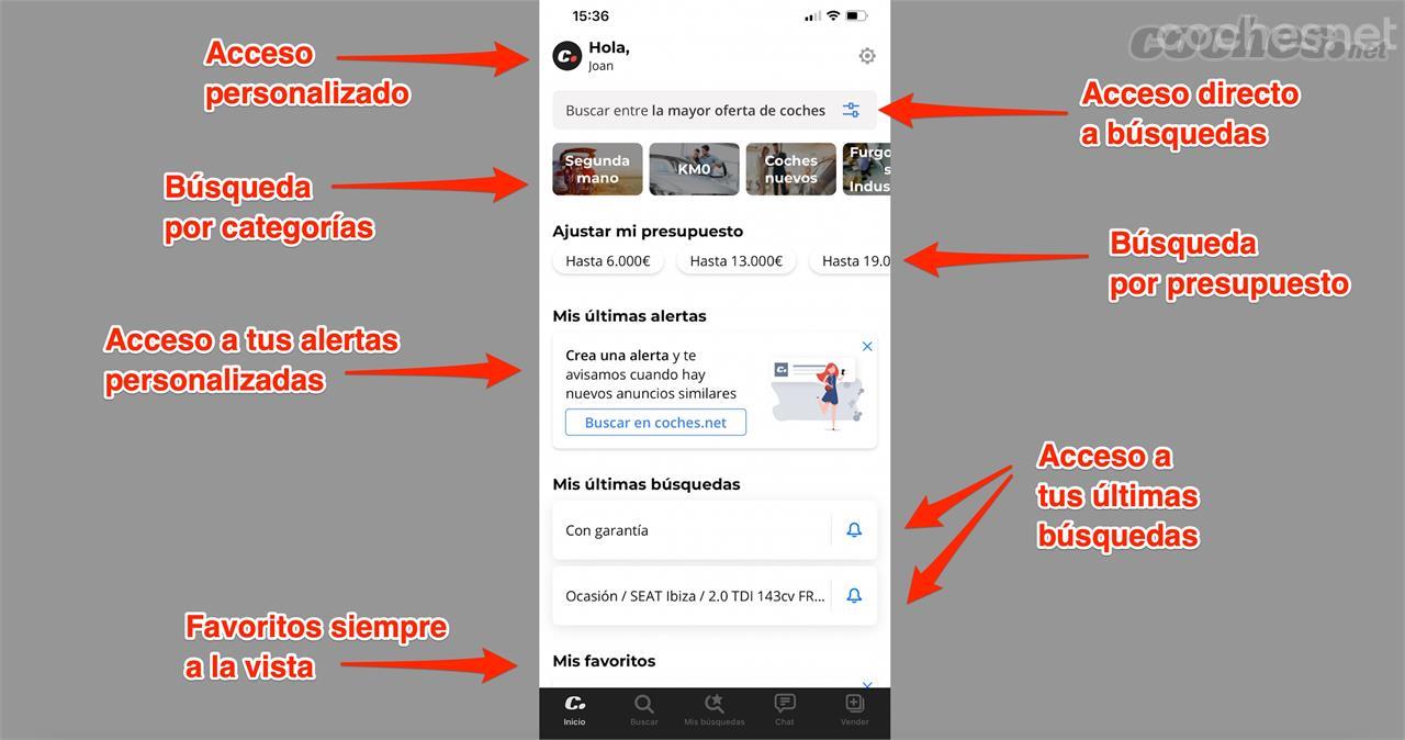 La nueva home en la app de coches.net te permitirá acceder más fácilmente a tus alertas y favoritos y disfrutar de toda la información del mundo dele automóvil.
