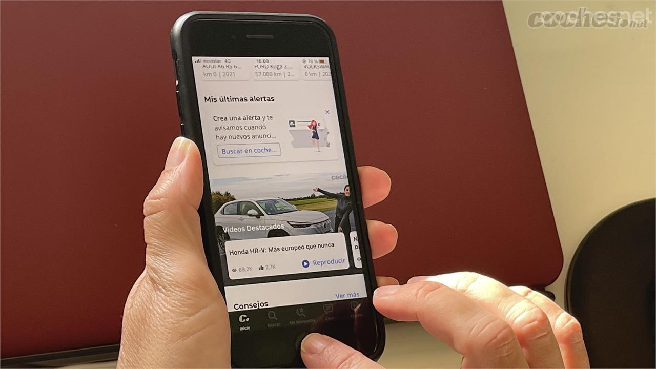 La app de coches.net estrena página de inicio personalizada
