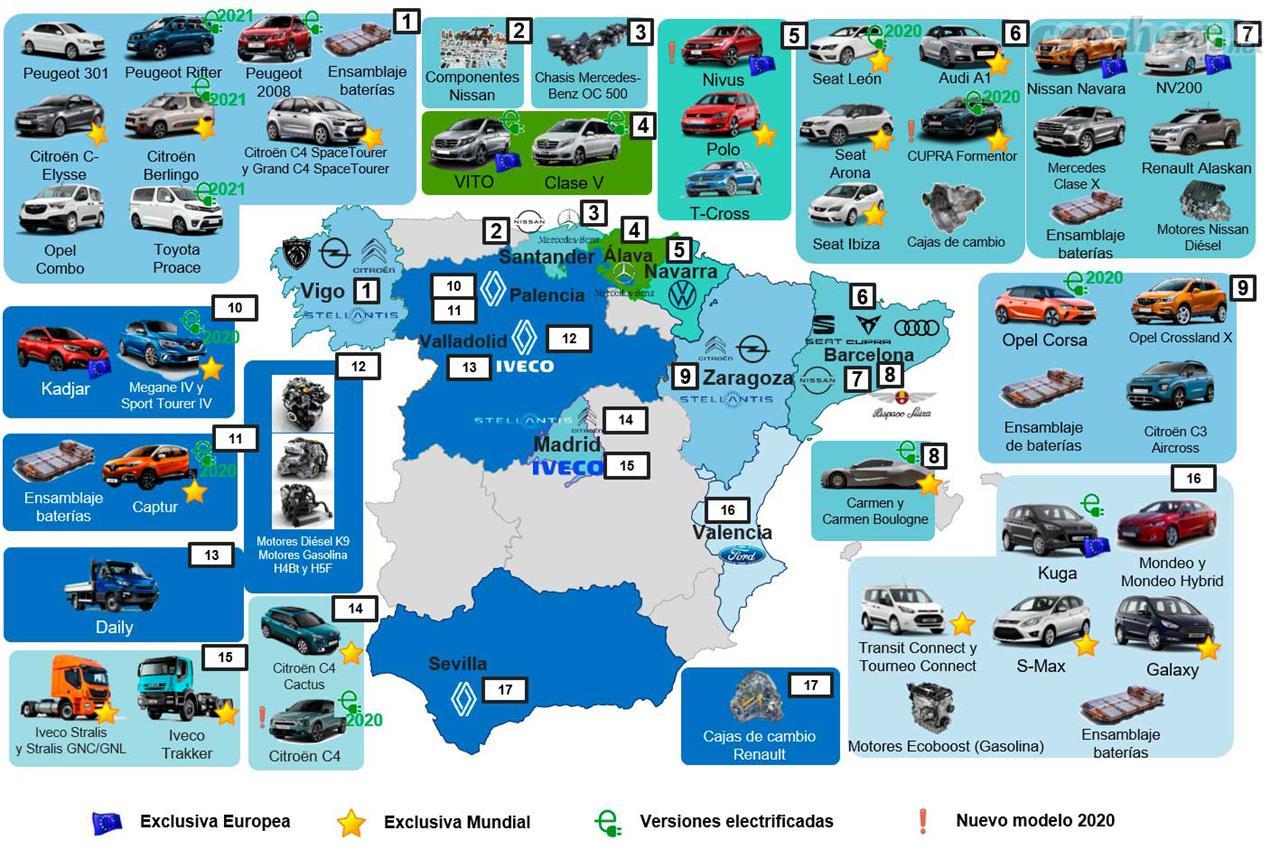 España cuenta con 17 centros de producción. Su reto es llegar a los tres millones de vehículos fabricados en un año.