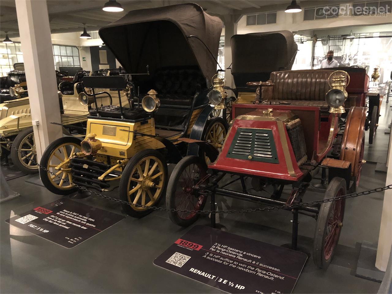 Una de las primeras salas del Museo Nacional del Automóvil de Turín agrupa vehículos construidos en Europa de finales del siglo XIX y principios del XX.