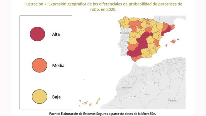 Unespa report on vehicle theft in Spain with data from the year 2020.