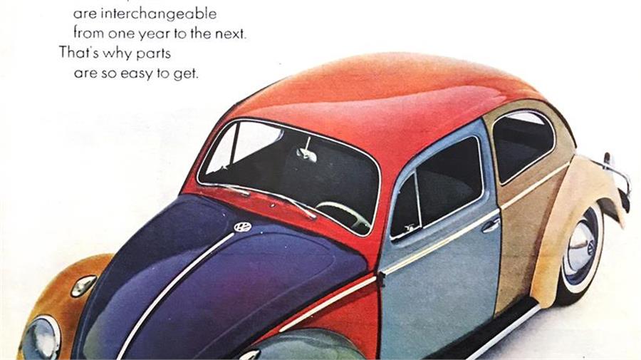 Se cree que la inspiración del Polo Harlekin proviene de este anuncio que hizo Doyle Dane Bernbach para Volkswagen of America en 1964.