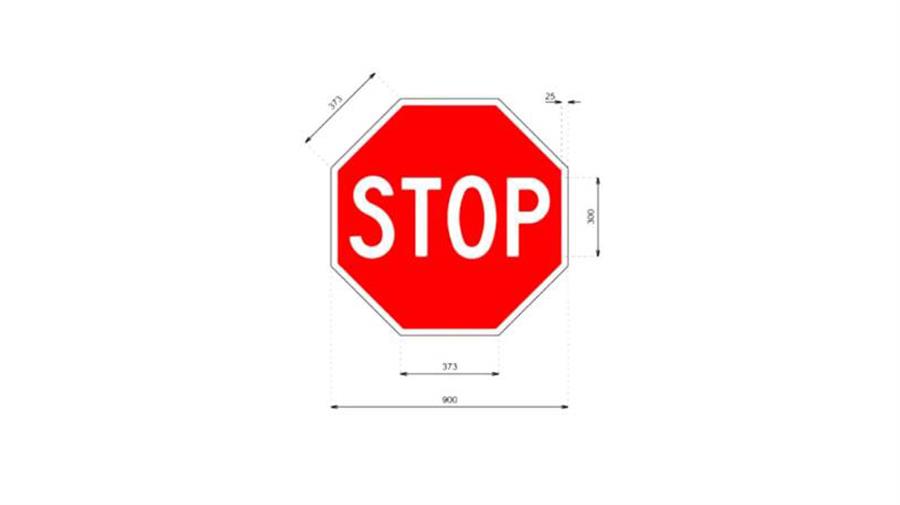 La señal de Stop R-2 se actualizará con un tipo de letra más moderna.