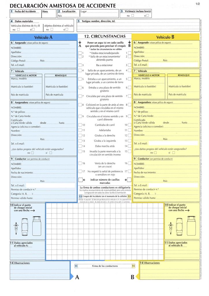 En un siniestro se rellena un único impreso por parte de los dos conductores implicados.