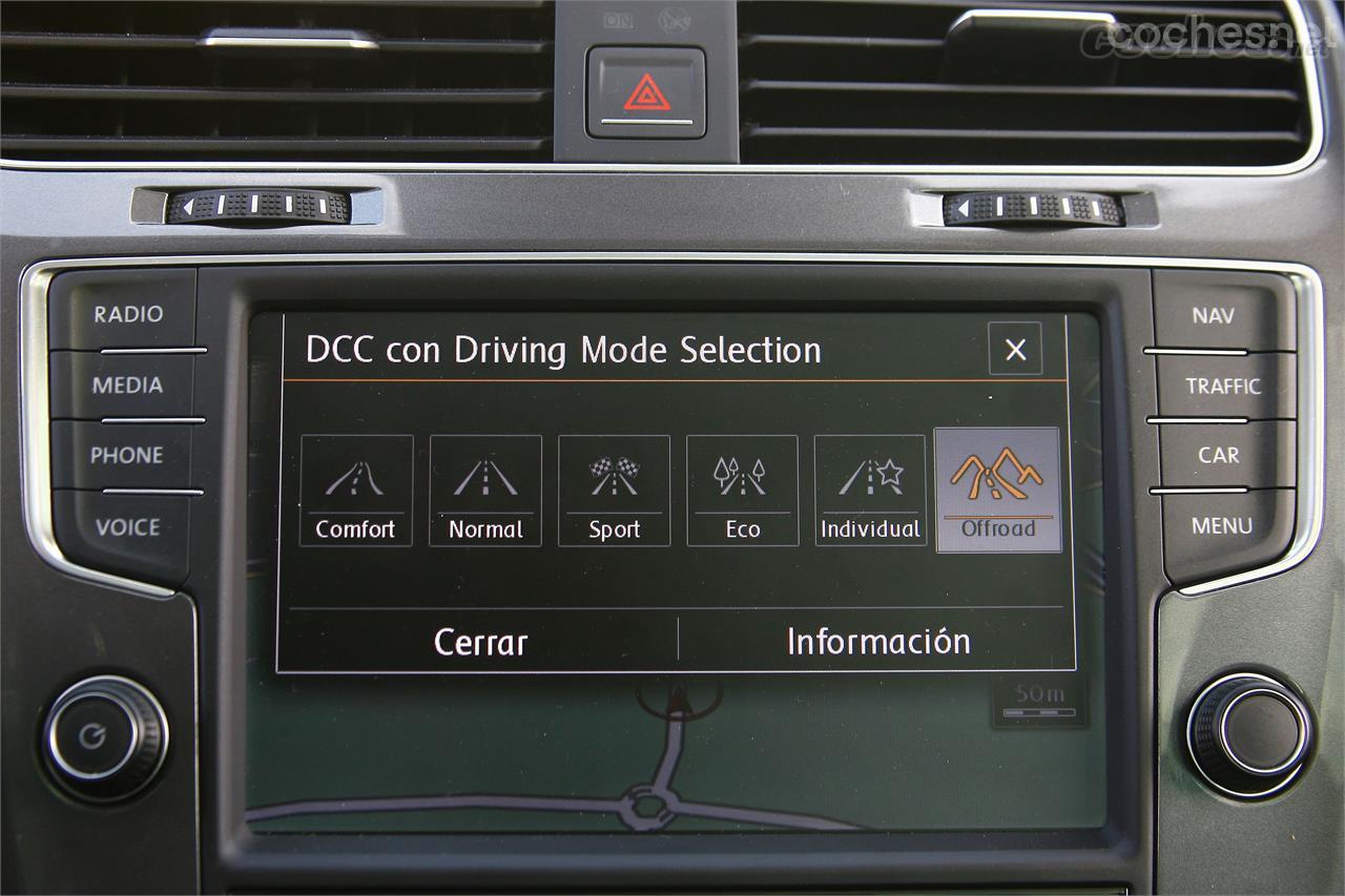 El selector de perfiles de conducción viene de serie. Además se añade el modo Off-Road. La regulación adaptativa del tren de rodaje DCC es parte del equipamiento opcional.