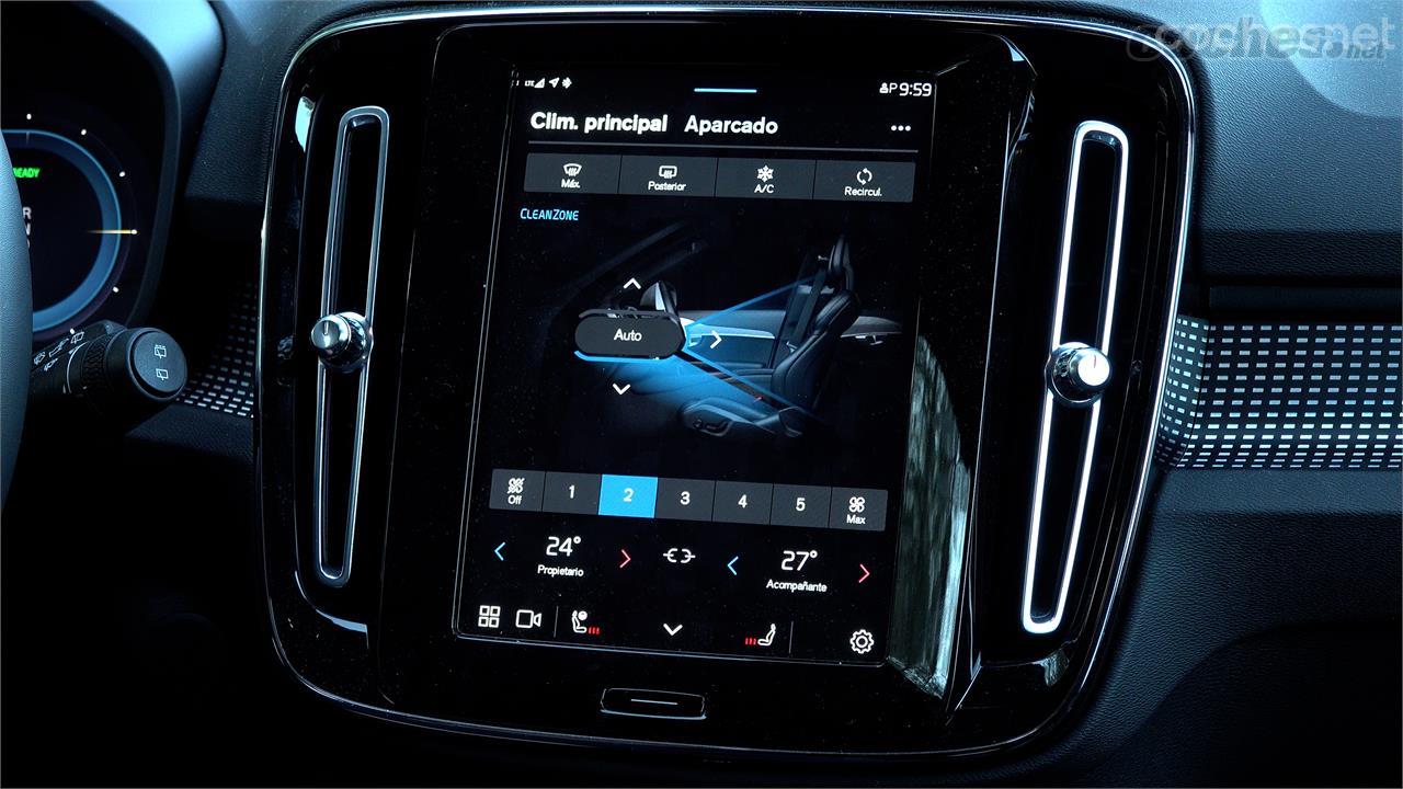 En este Volvo el climatizador se maneja de forma digital, a través de la pantalla. 